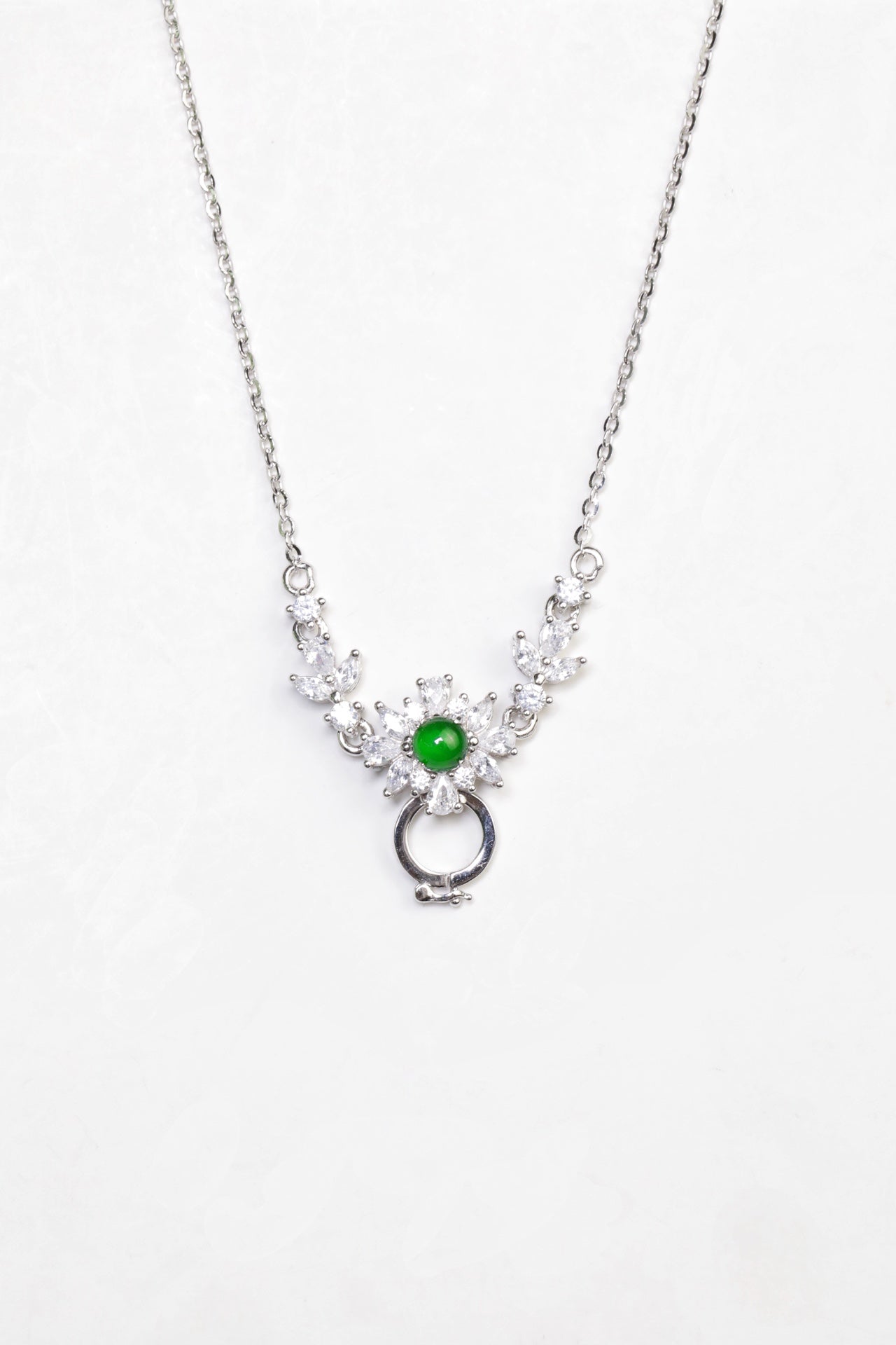 Egg-shaped universal necklace S925 silver jade