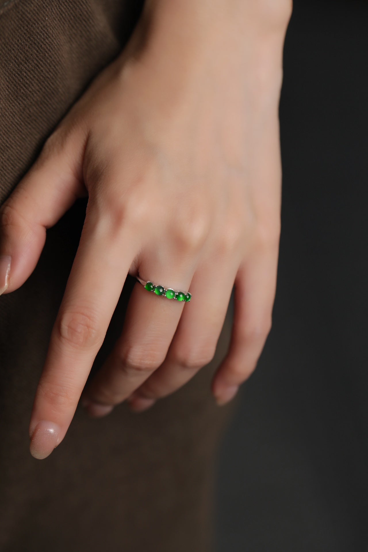 Time Promise Ring S925 silver jade