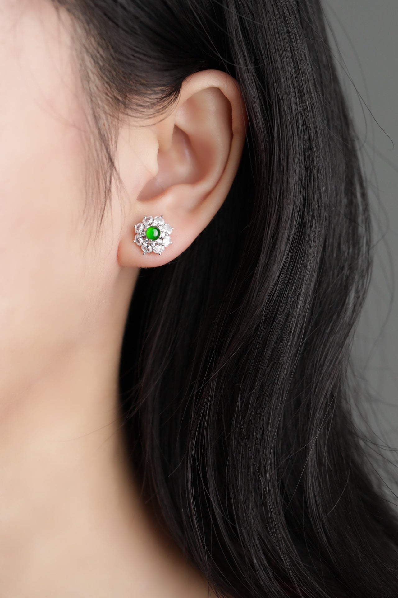 Glitter Earrings S925 silver Jade