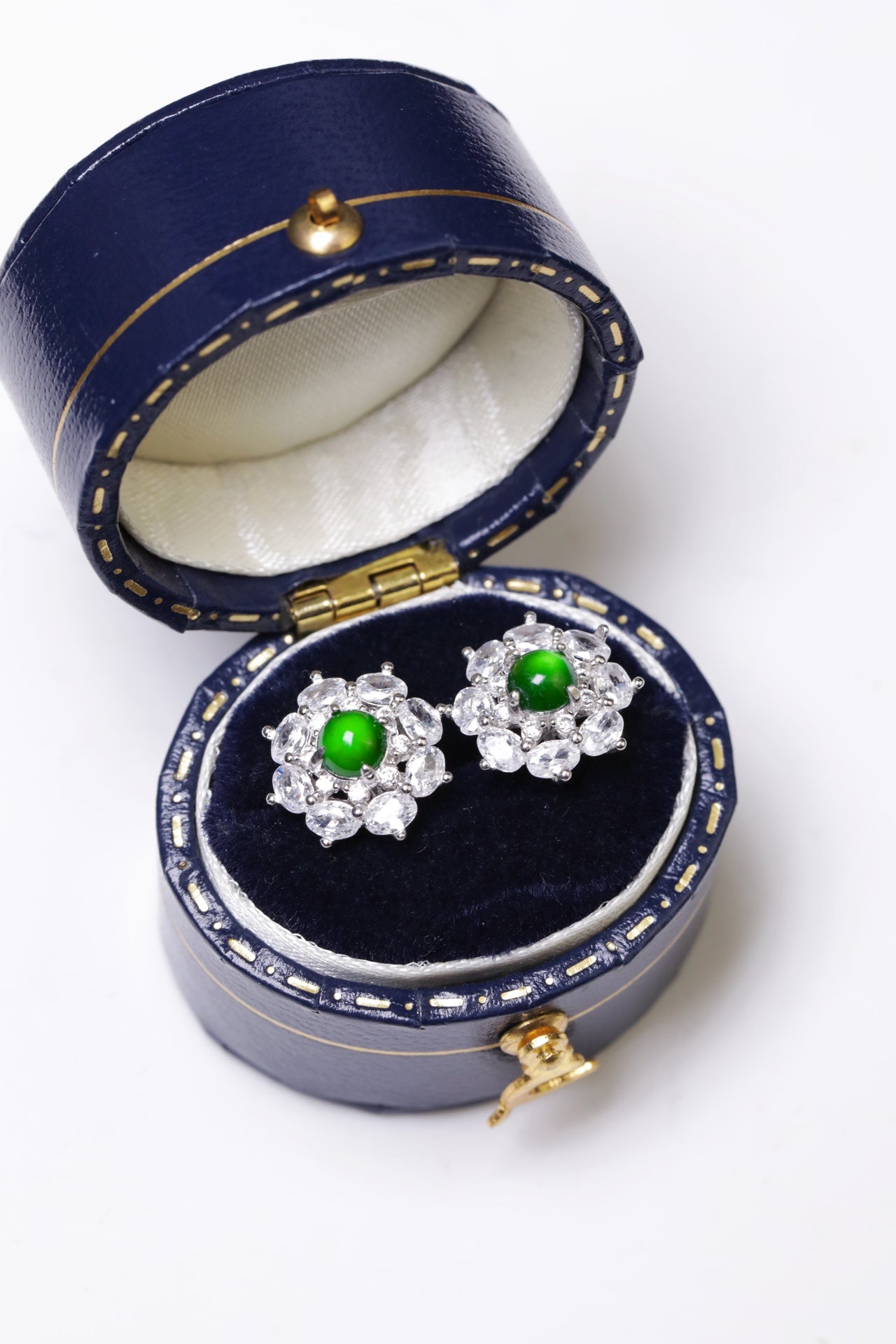 Glitter Earrings S925 silver Jade