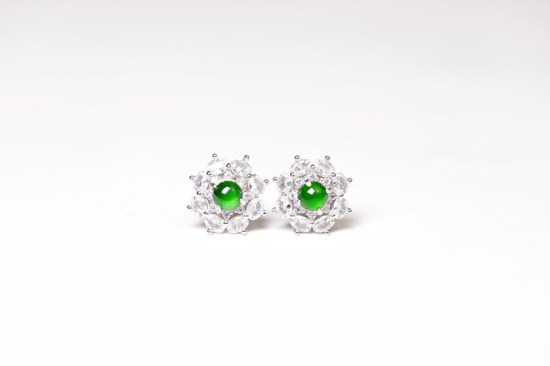 Egg-shaped earrings S925 silver Jade