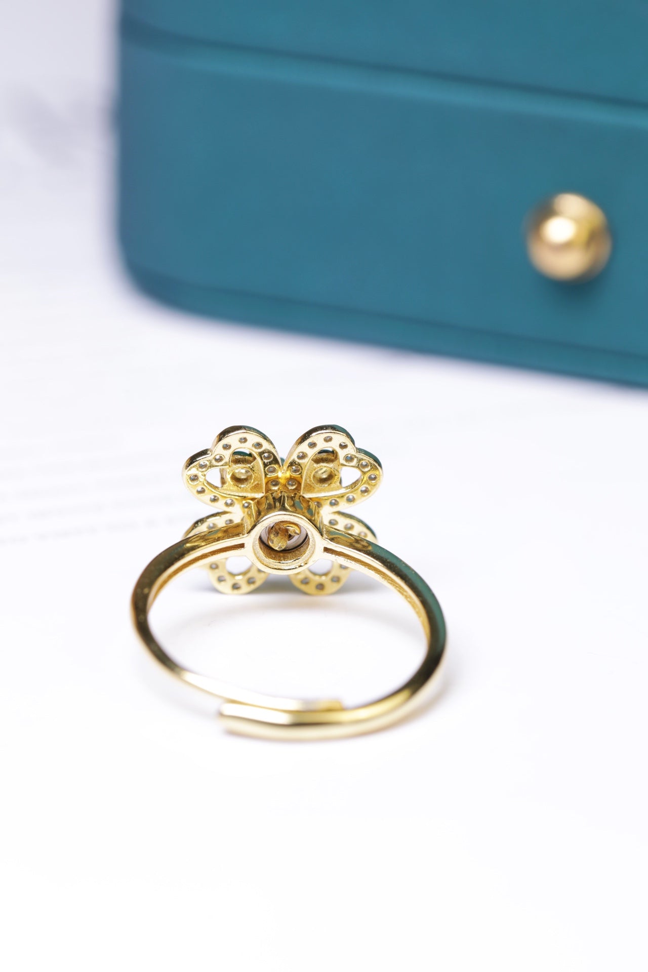 Rotating Flower Ring S925 Silver Jade