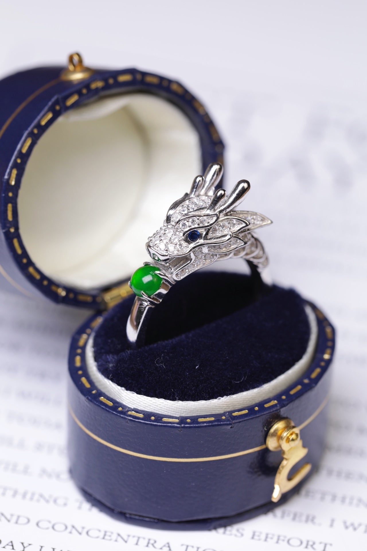 Dragon Ring S925 Silver Jade