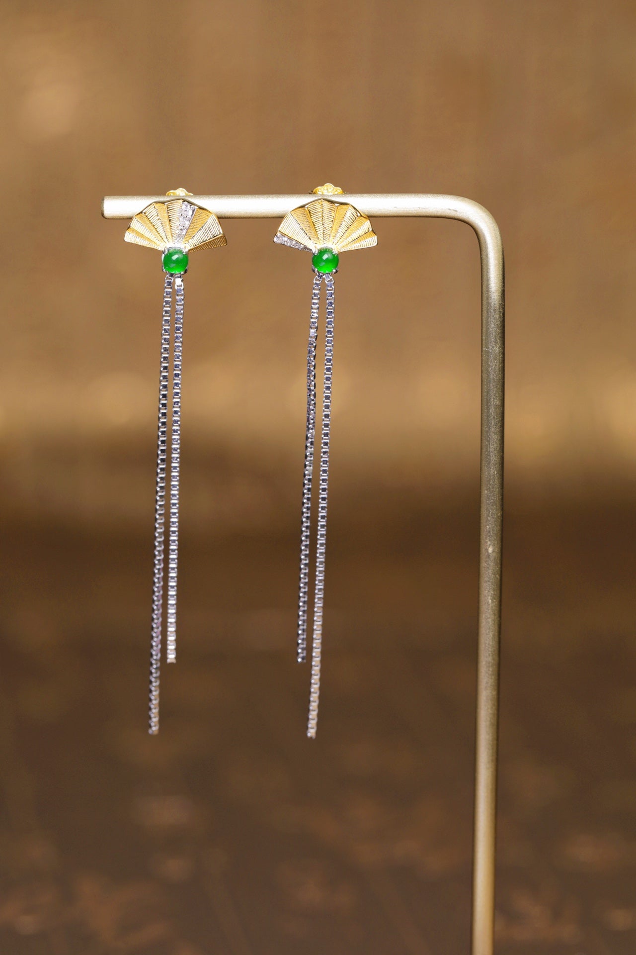 Fan Earrings S925 Silver Jade