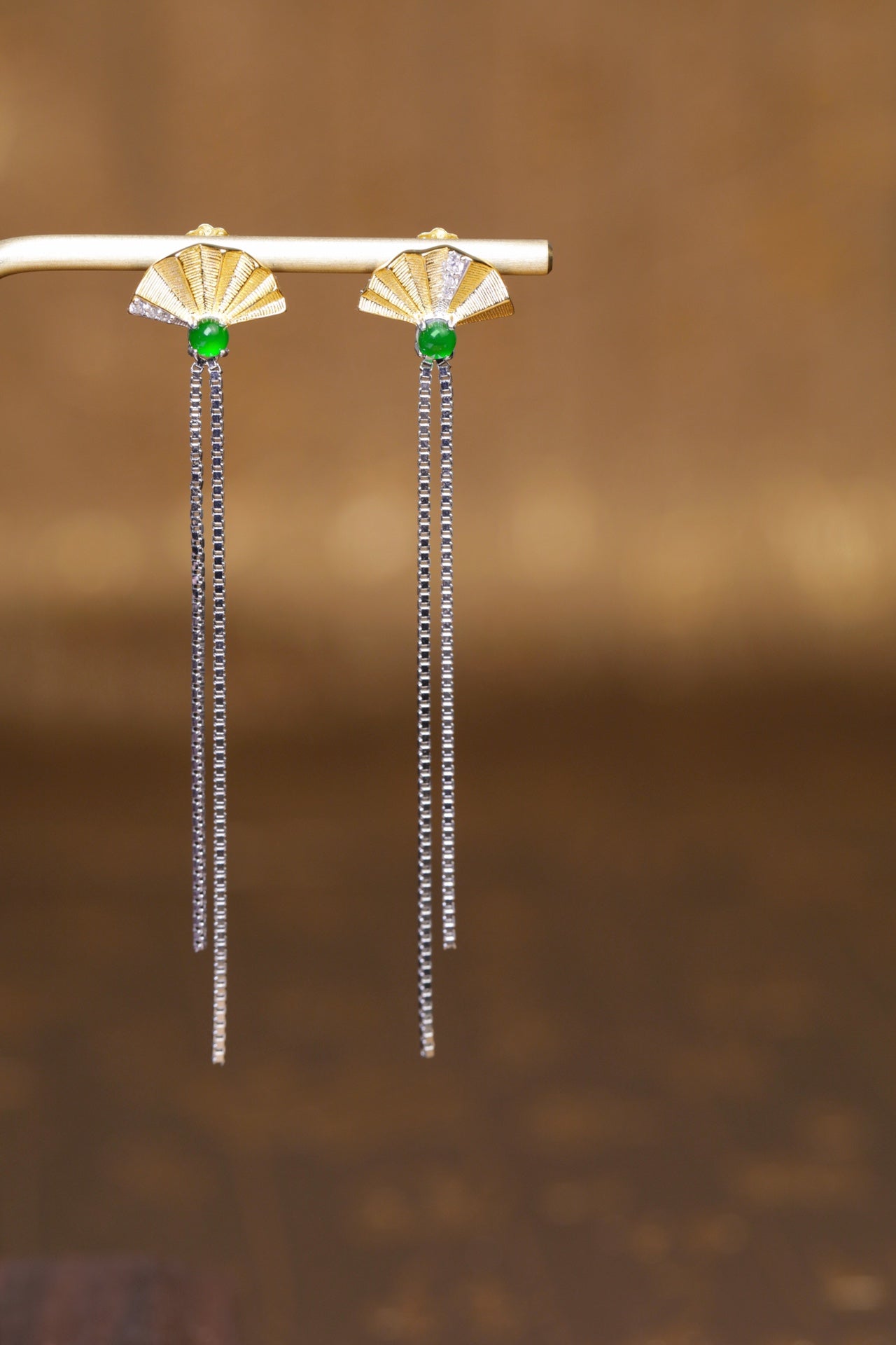 Fan Earrings S925 Silver Jade