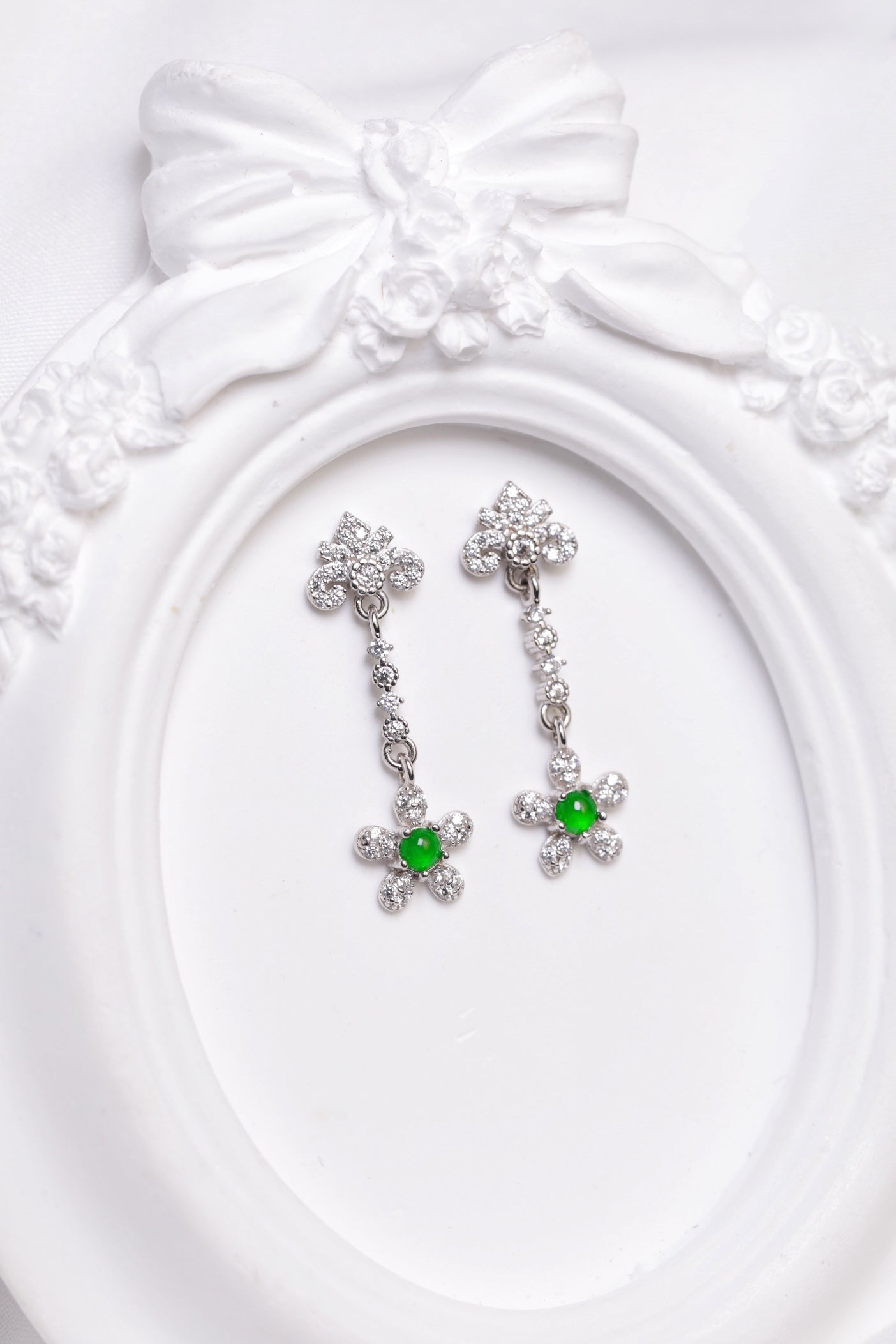 Flower Earrings S925 Silver Jade