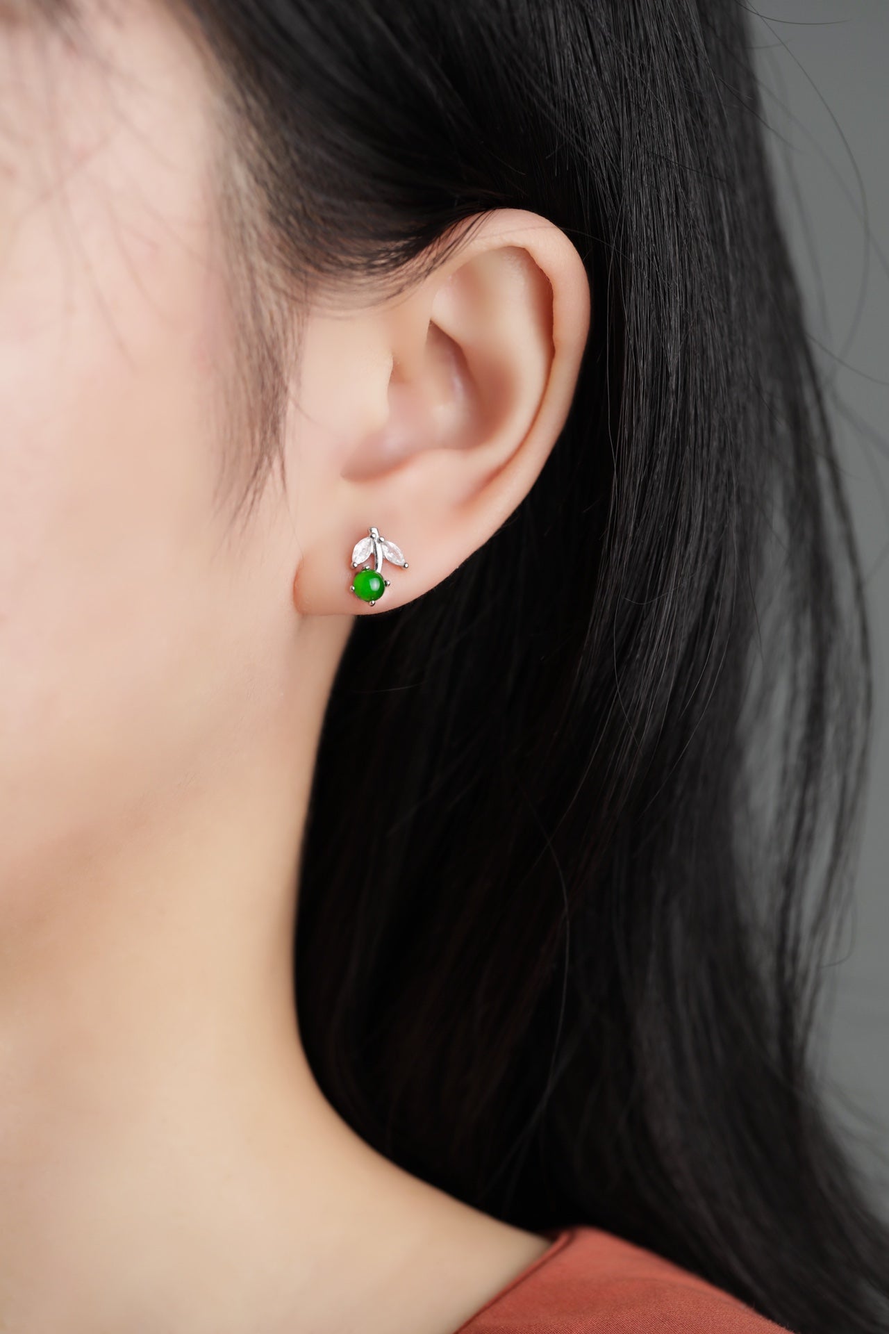 Cherry earrings S925 silver jade