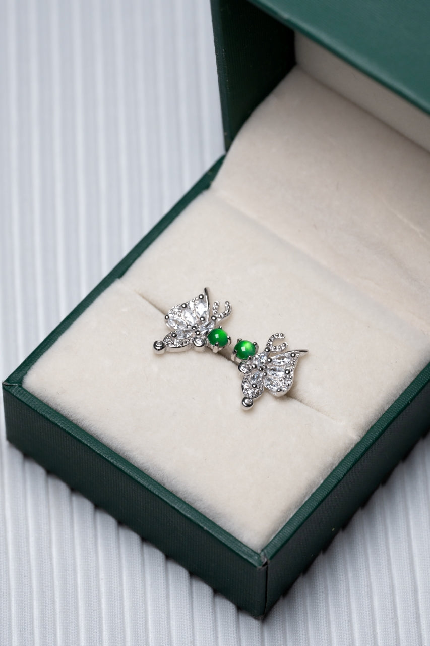 Butterfly Earrings S925 Silver Jade