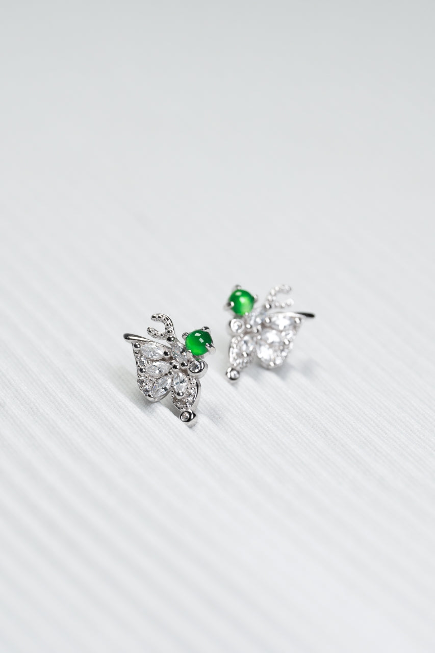 Butterfly Earrings S925 Silver Jade