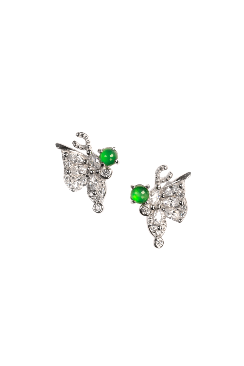 Butterfly Earrings S925 Silver Jade