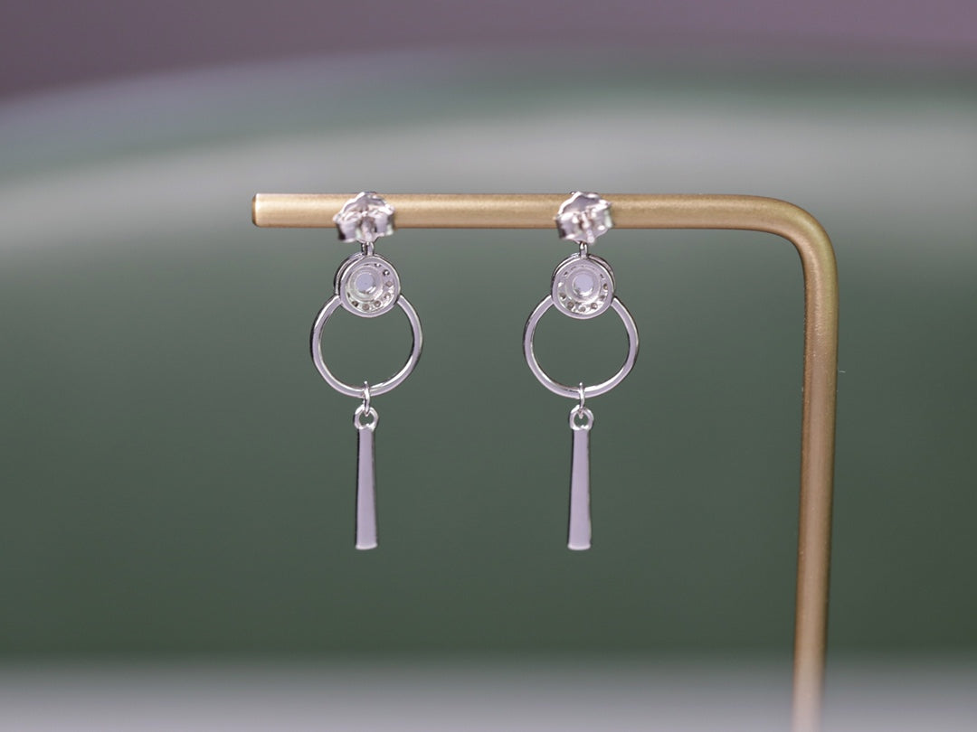 Egg-shaped vertical earrings S925 silver Jade