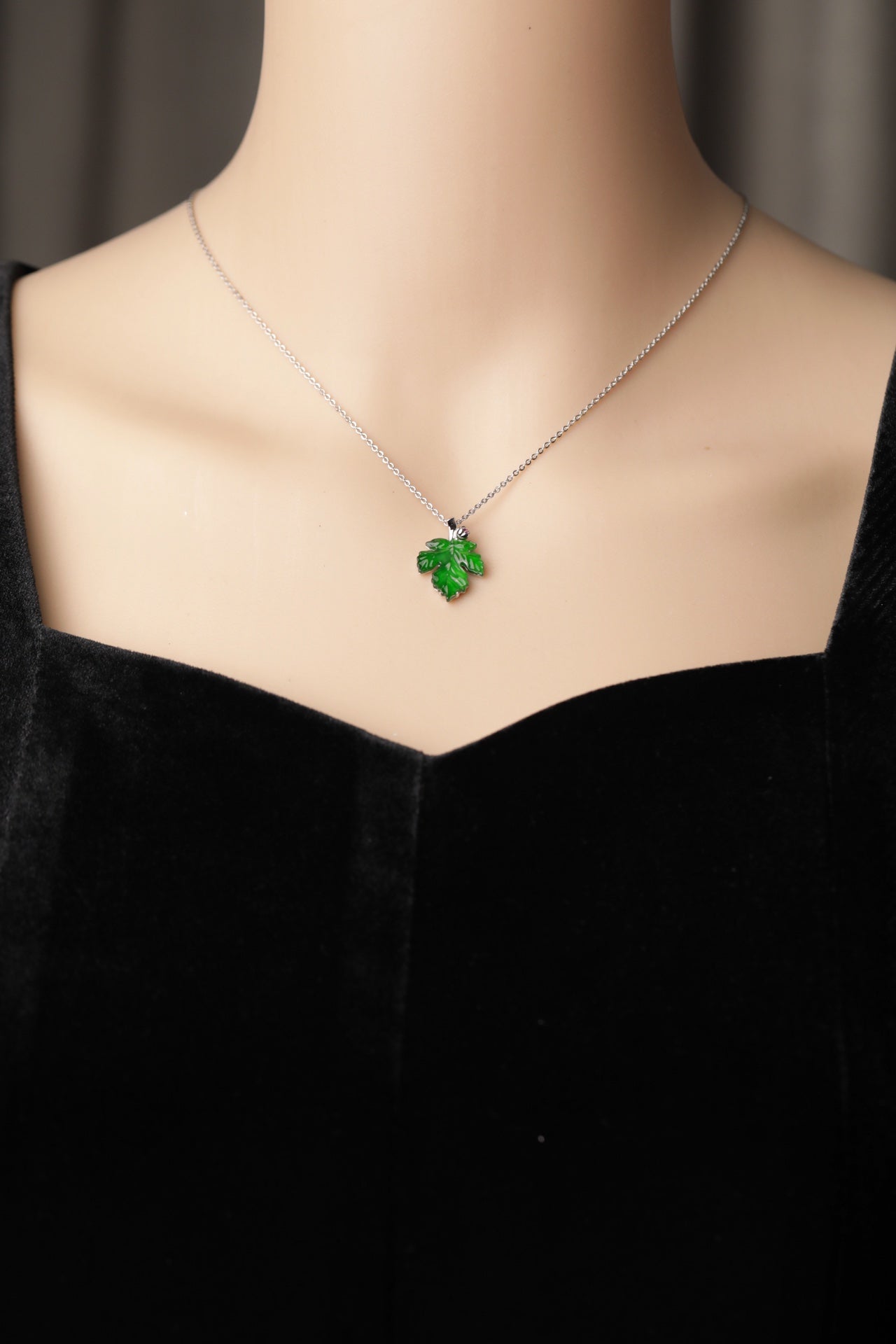 Maple Leaf Pendant S925 Silver Jade