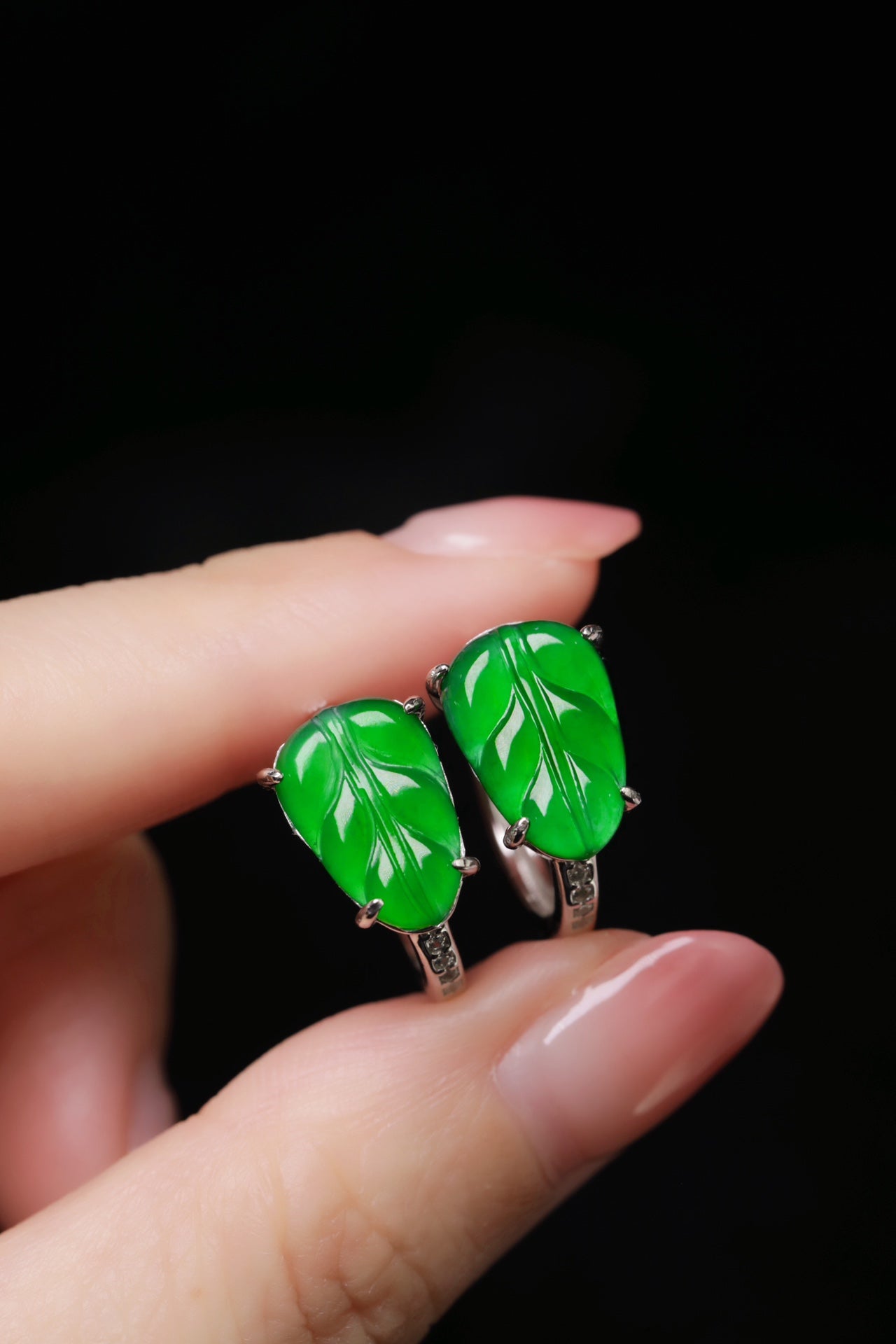 Leaf Earrings S925 Silver Jade