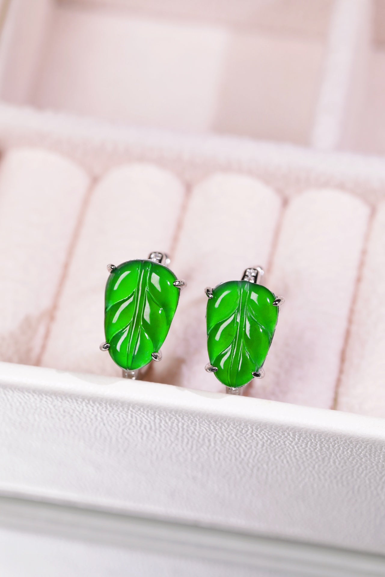 Leaf Earrings S925 Silver Jade