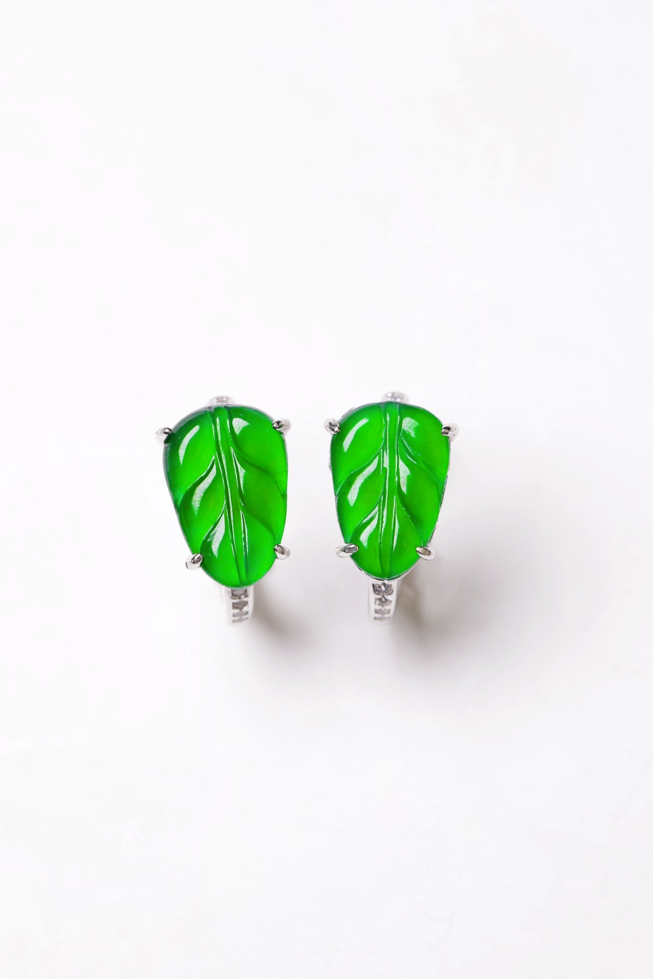 Leaf Earrings S925 Silver Jade