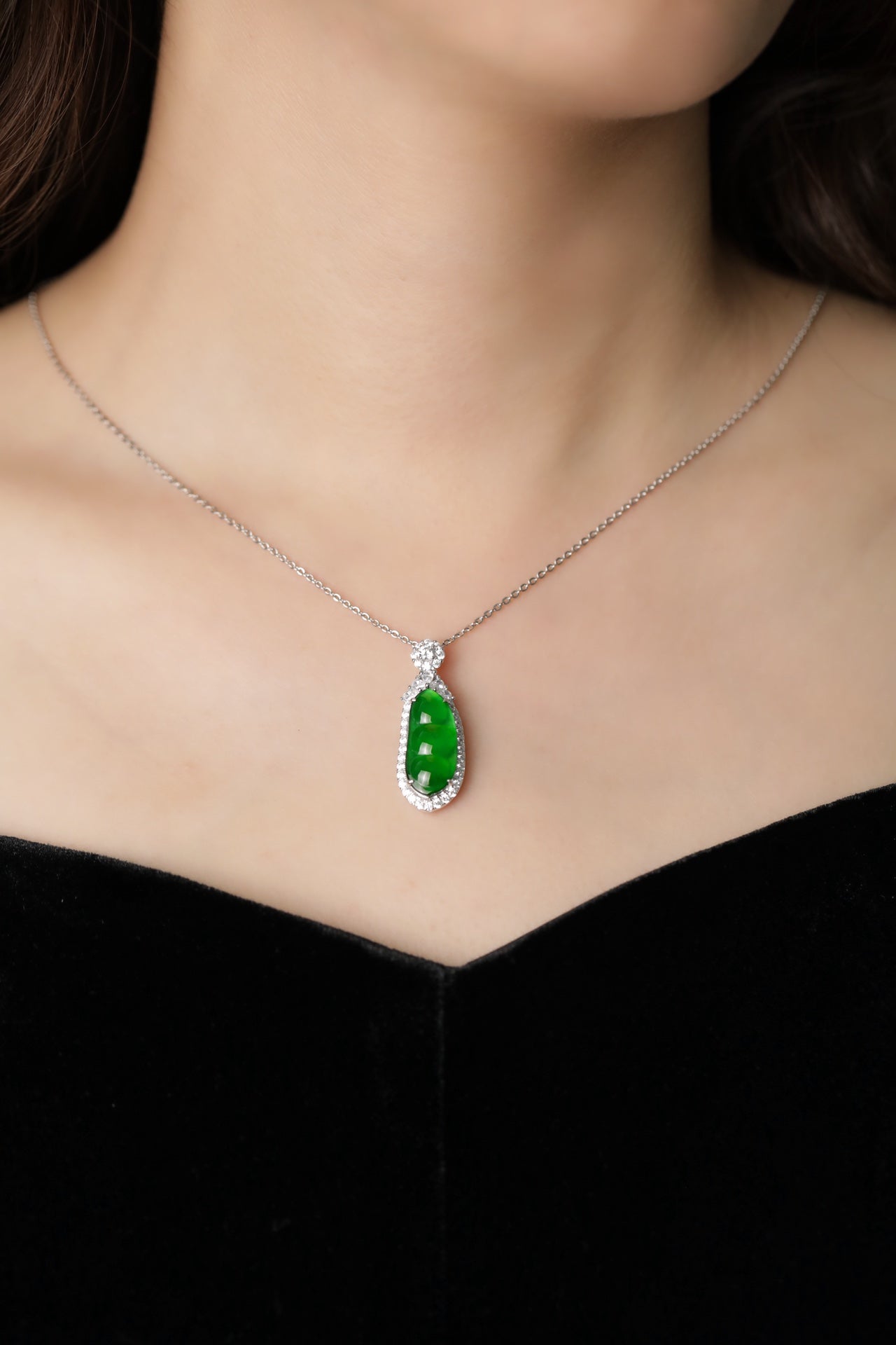 Bean Pendant S925 Silver Jade