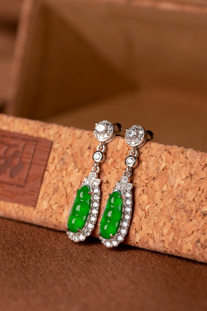 Bean earrings S925 silver jade