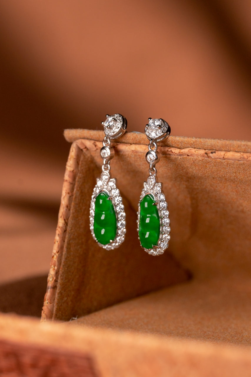 Bean earrings S925 silver jade