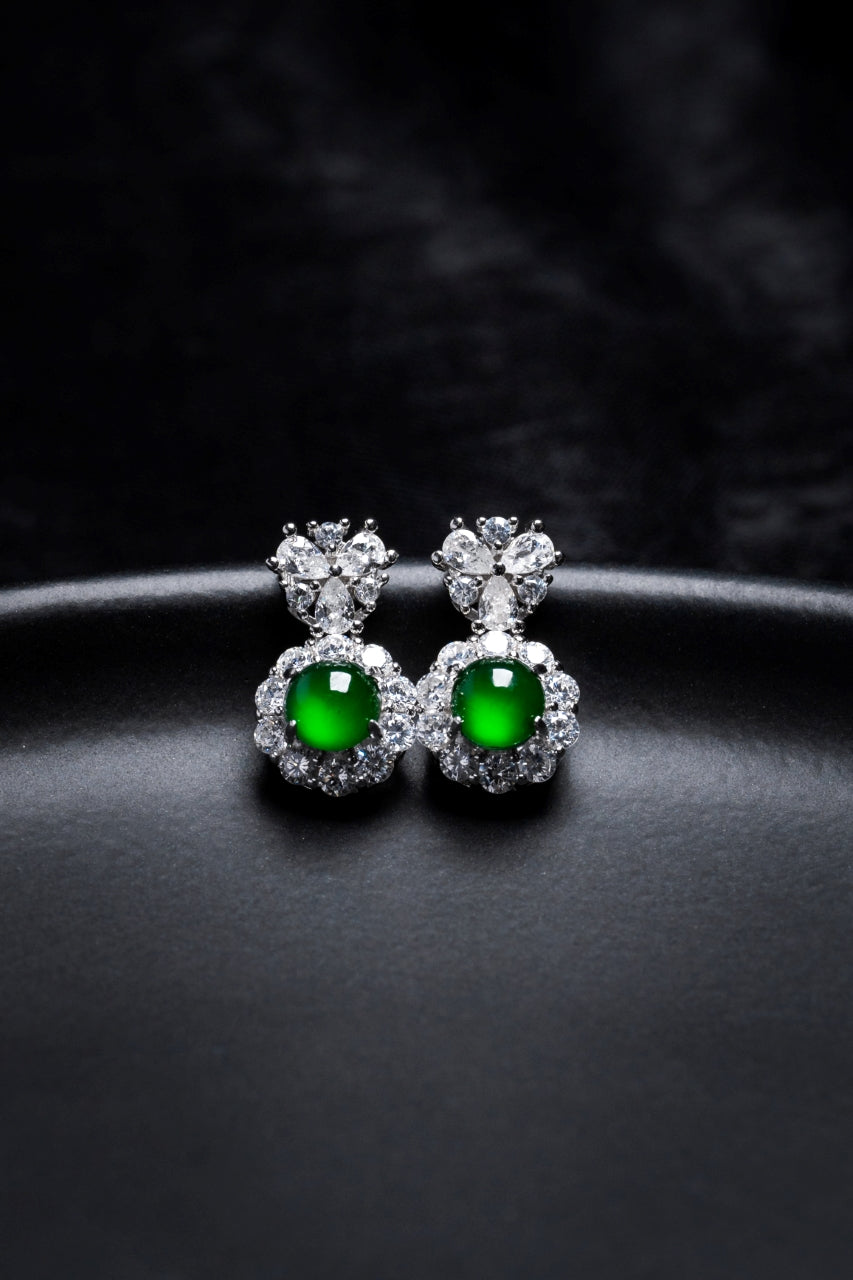 Whisper of Flower Earrings S925 silver Jade