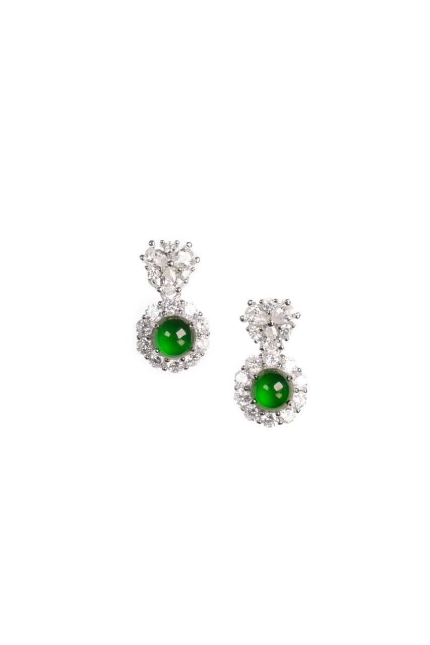 Egg-shaped earrings S925 silver Jade