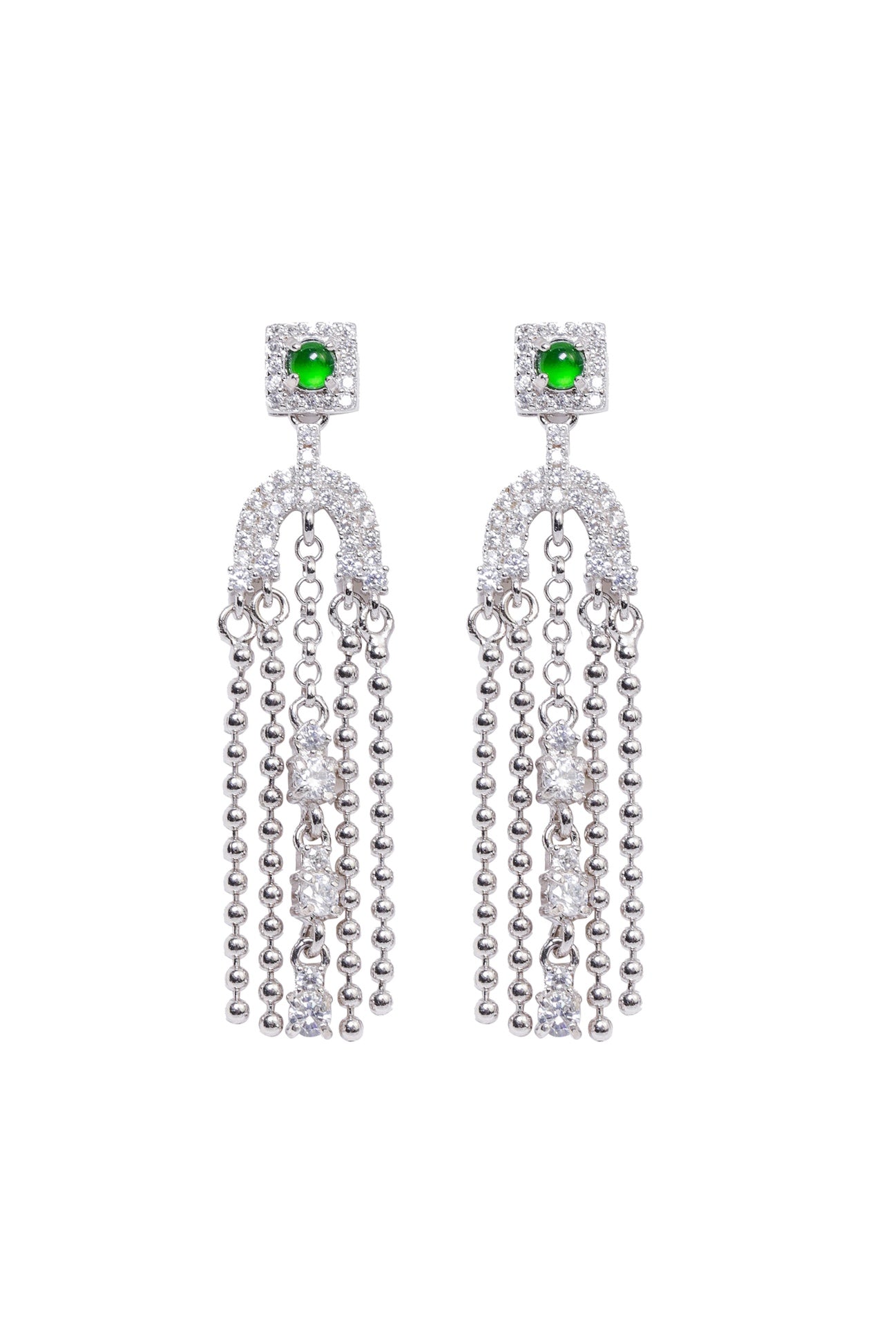 Temperament tassel earrings S925 silver jade