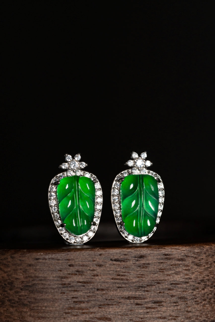 Leaf Earrings S925 Silver Jade