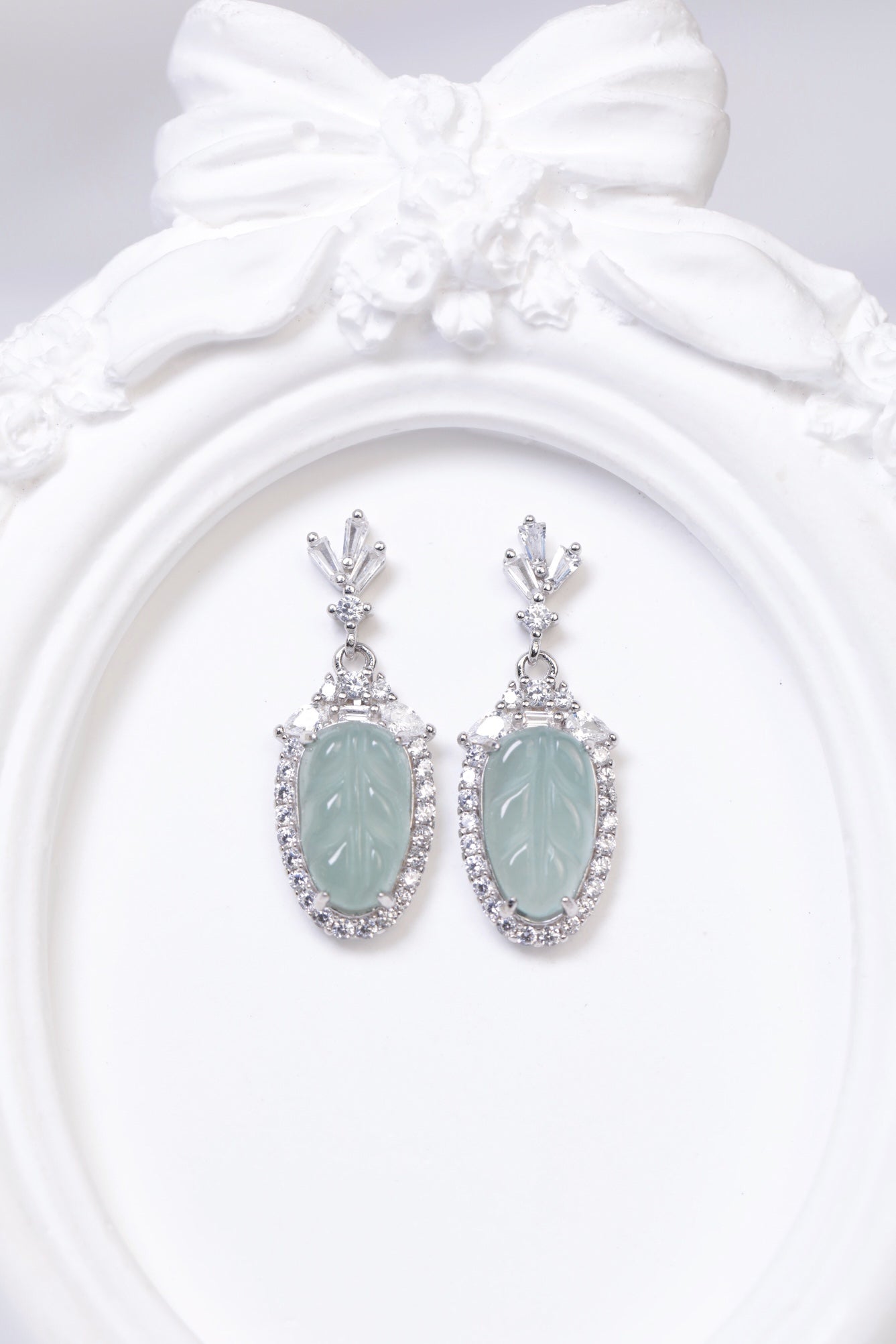 Leaf Earrings S925 Silver Jade