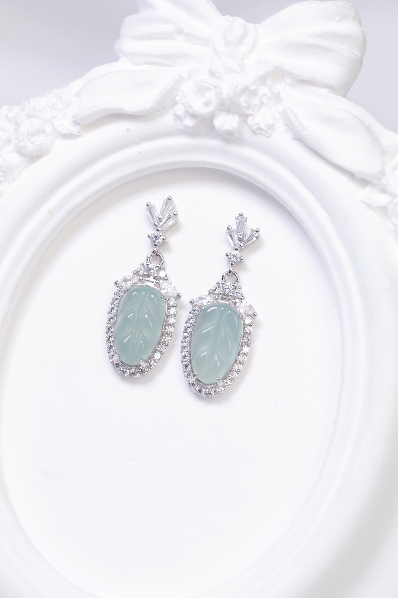 Leaf Earrings S925 Silver Jade