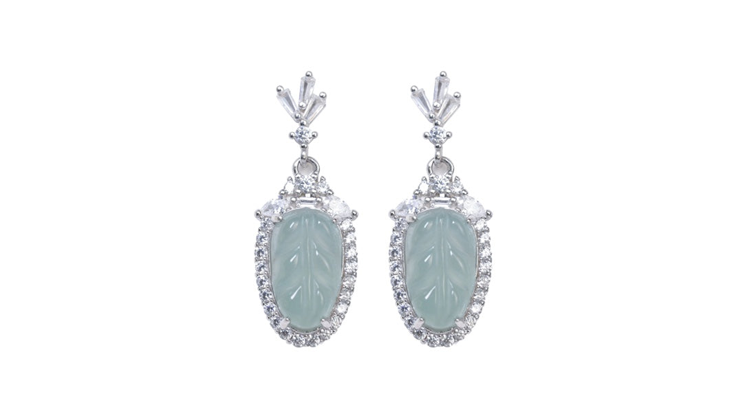 Leaf Earrings S925 Silver Jade