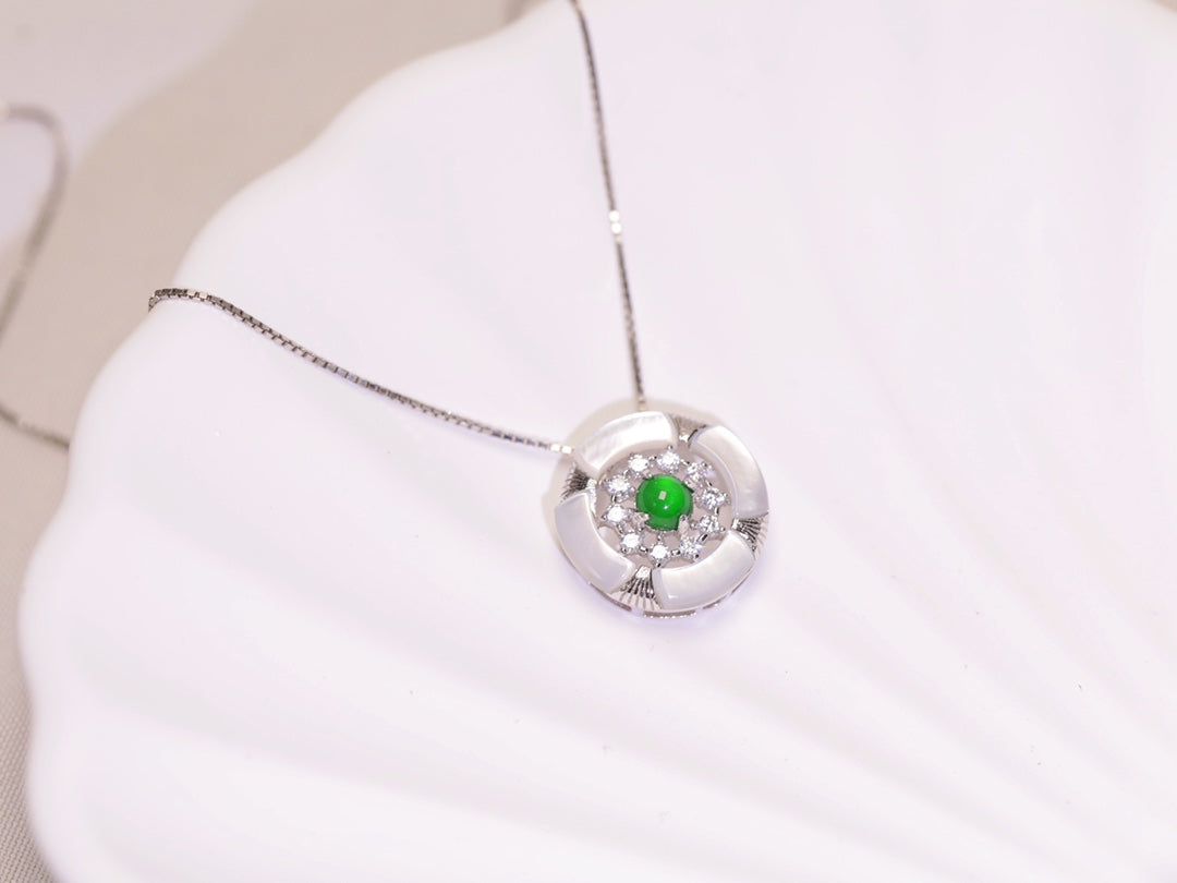 Gorgeous Blooming Necklace S925 Silver Jade