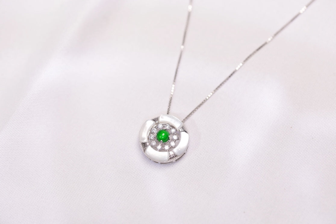 Gorgeous Blooming Necklace S925 Silver Jade