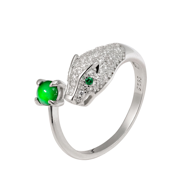 Jungle Heart Ring S925 silver jade