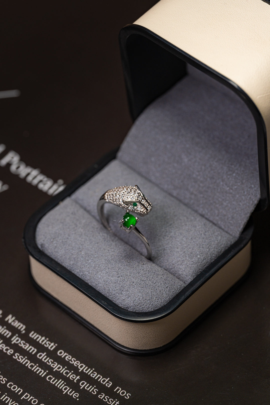 Jungle Heart Ring S925 silver jade