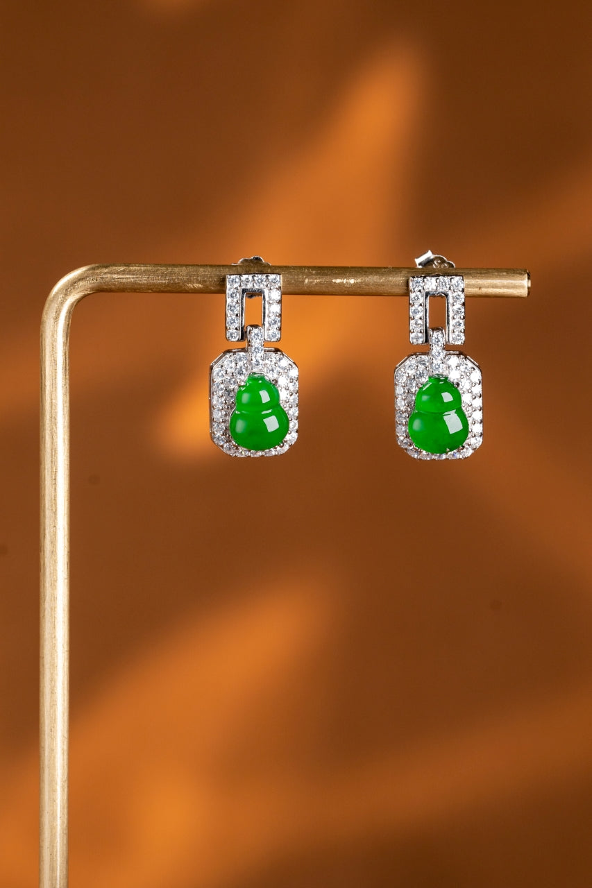 Gourd Earrings S925 Silver Jade