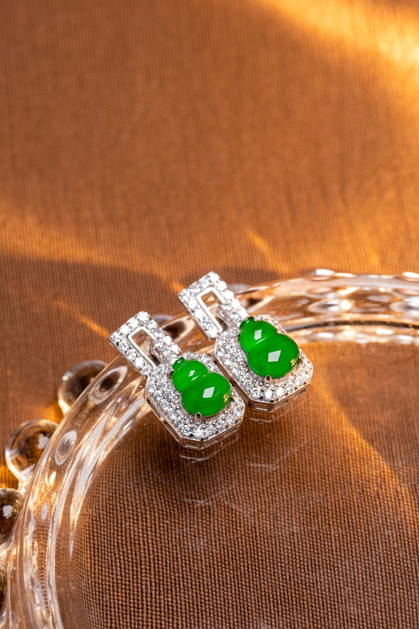 Gourd Earrings S925 Silver Jade