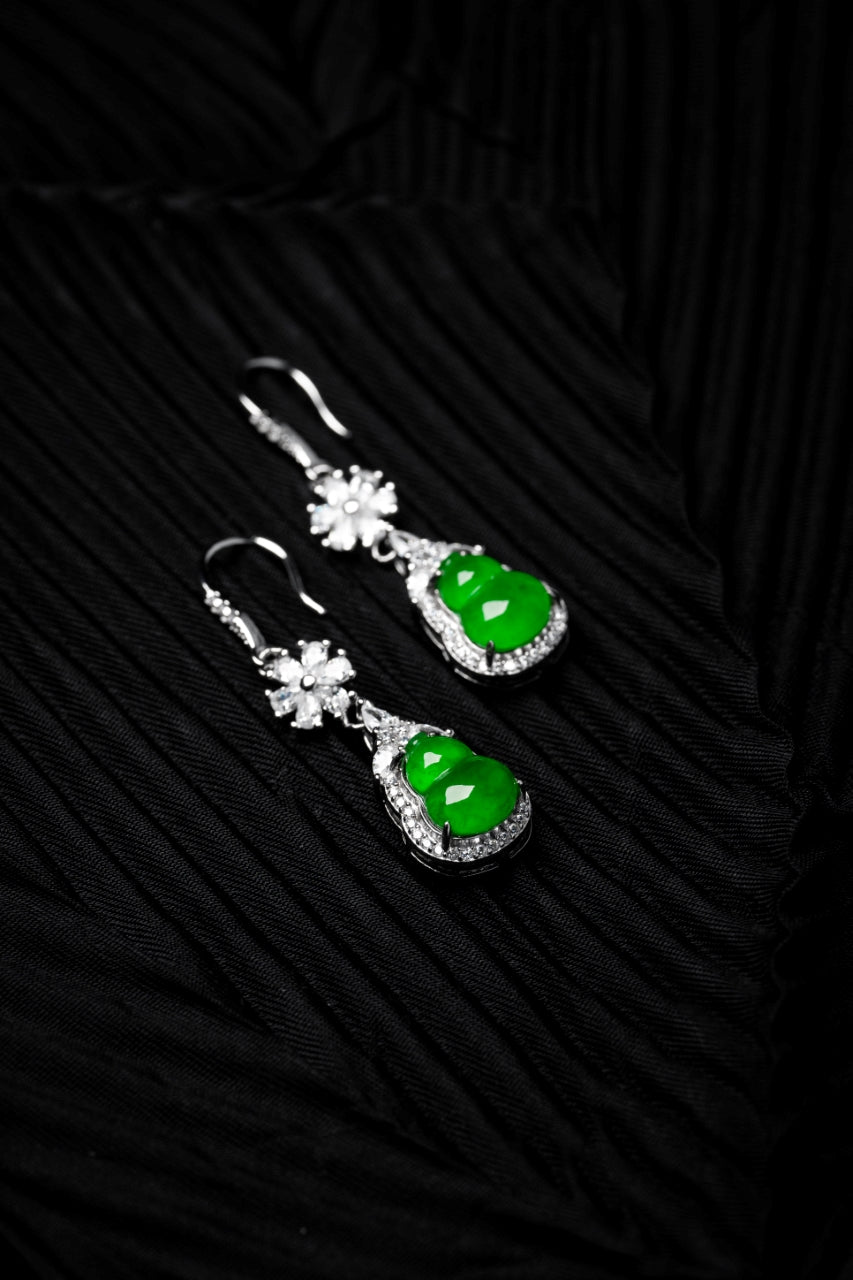 Gourd Earrings S925 Silver Jade