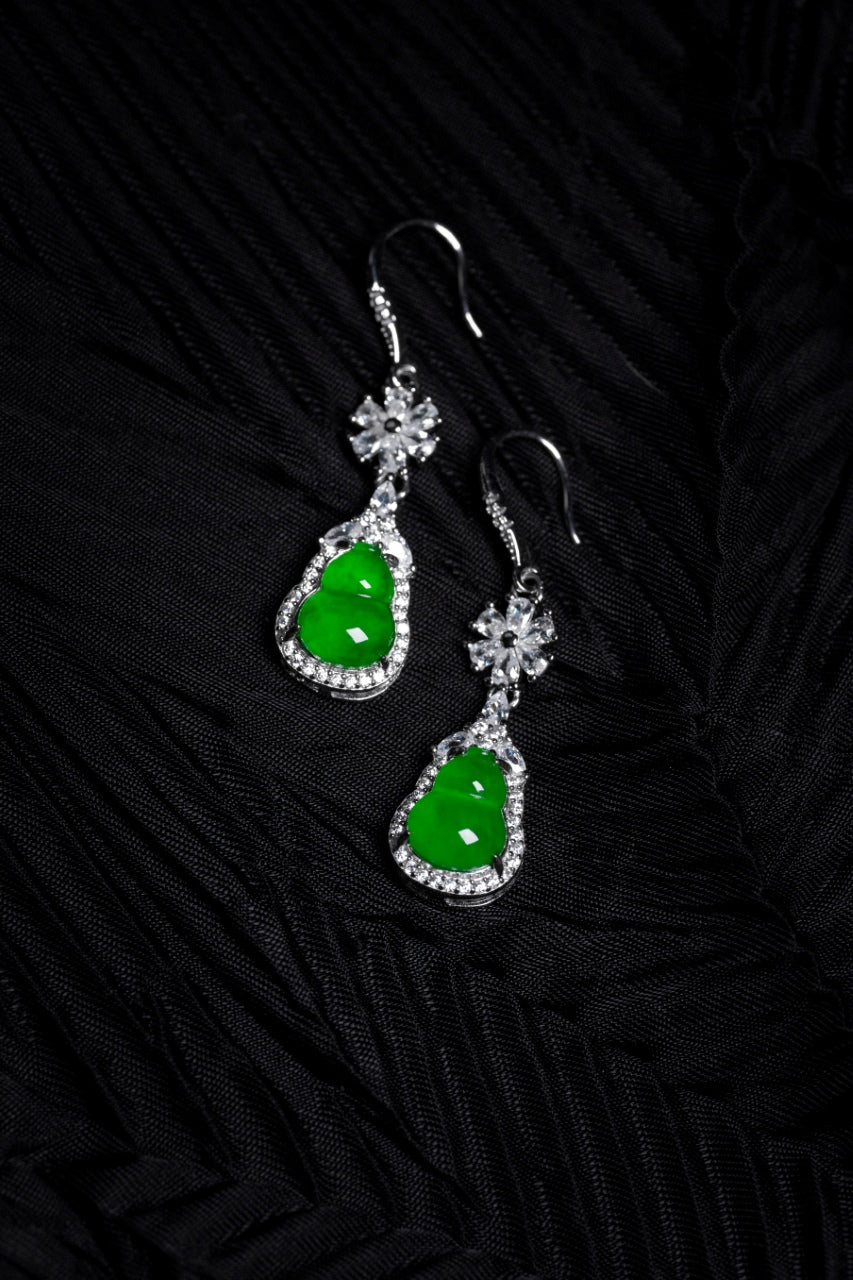 Gourd Earrings S925 Silver Jade