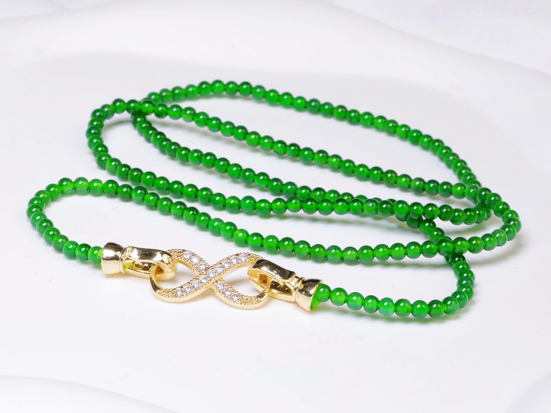 Exclusive 188-Bead 3mm Green Jade Necklace