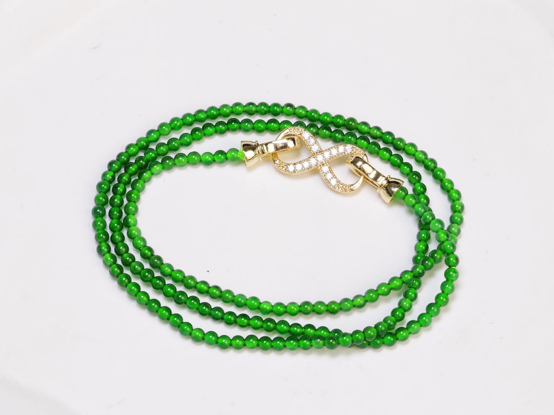 Exclusive 188-Bead 3mm Green Jade Necklace