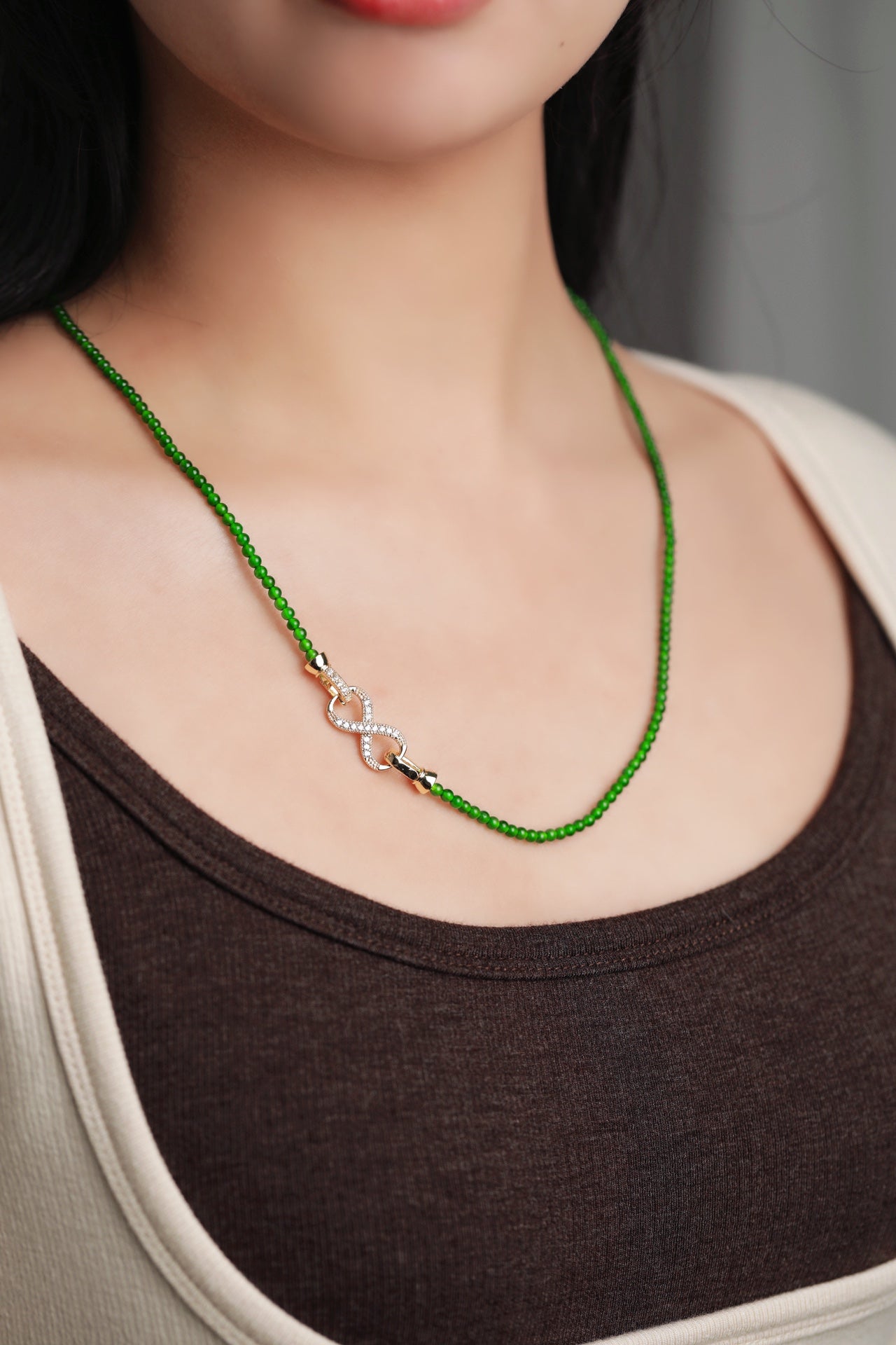 Exclusive 188-Bead 3mm Green Jade Necklace