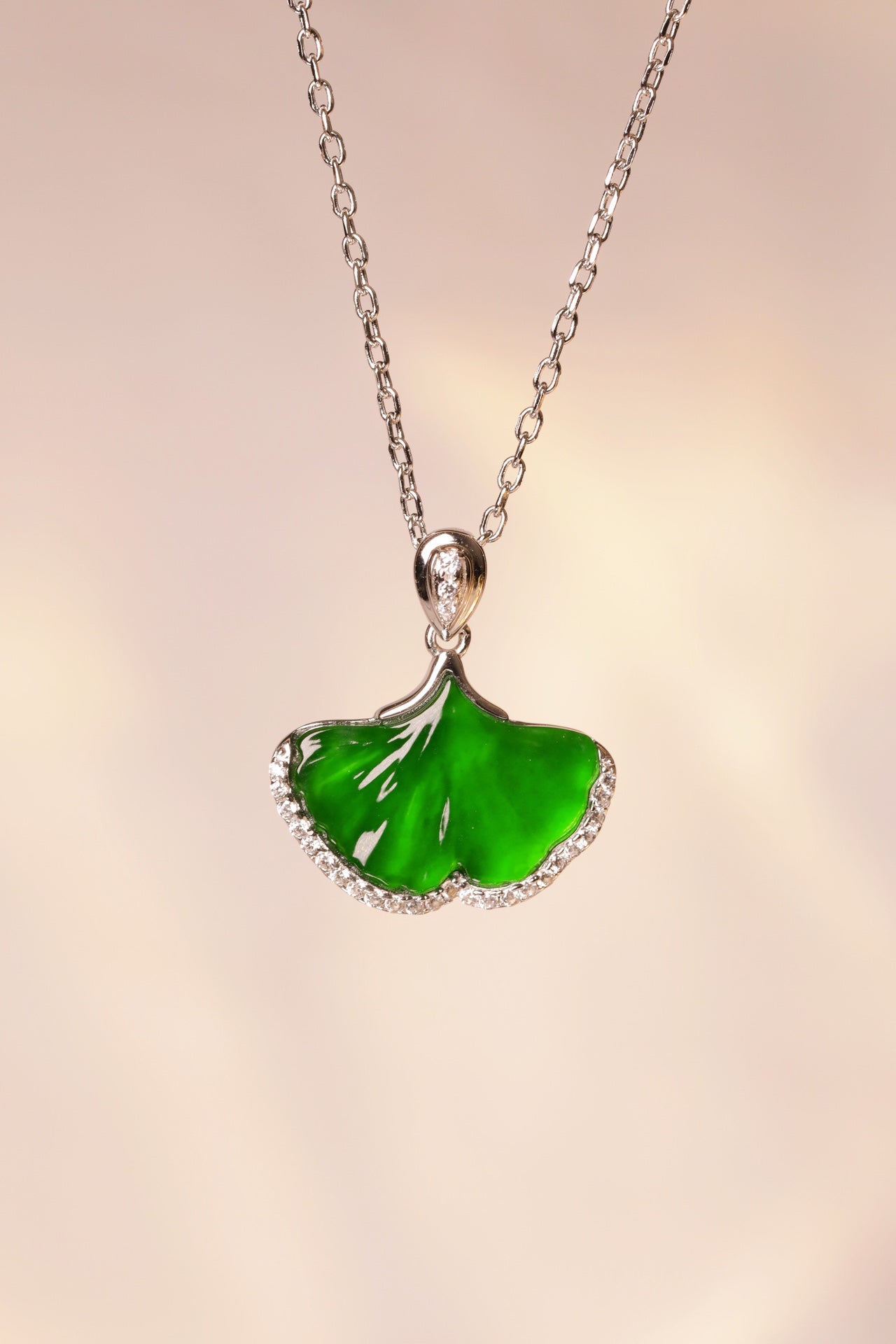 Apricot Leaf Necklace S925 Silver Jade