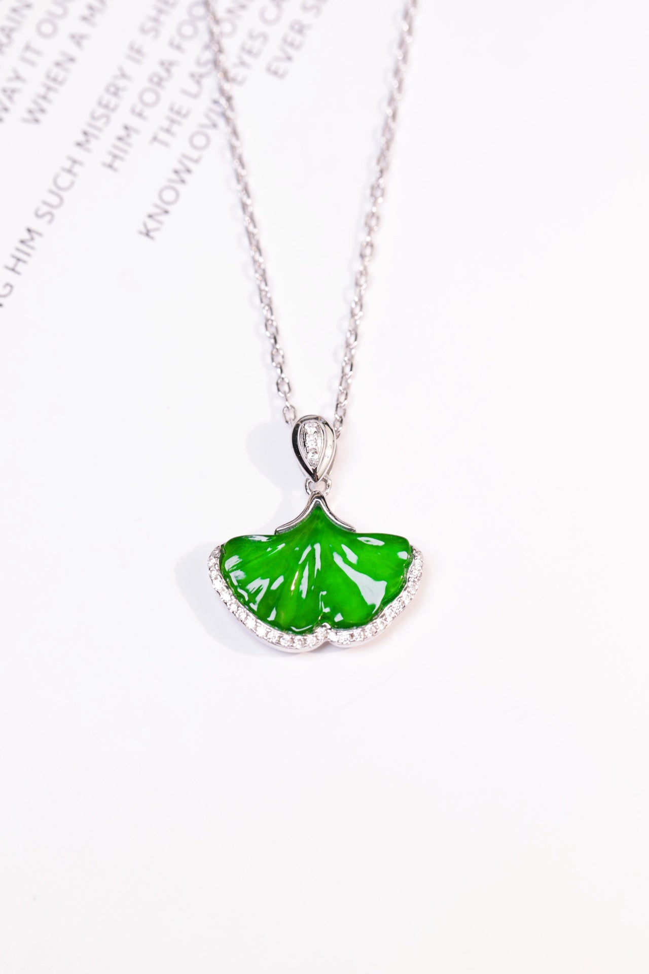 Apricot Leaf Necklace S925 Silver Jade