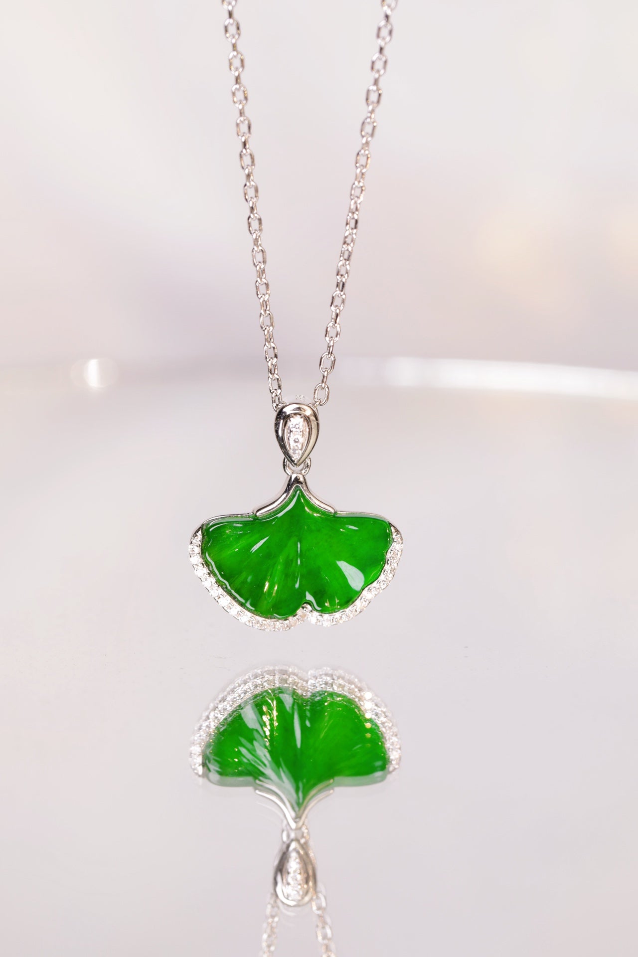 Apricot Leaf Necklace S925 Silver Jade