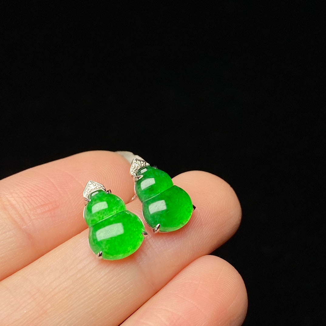 18K South African diamonds gourd earrings jadeite