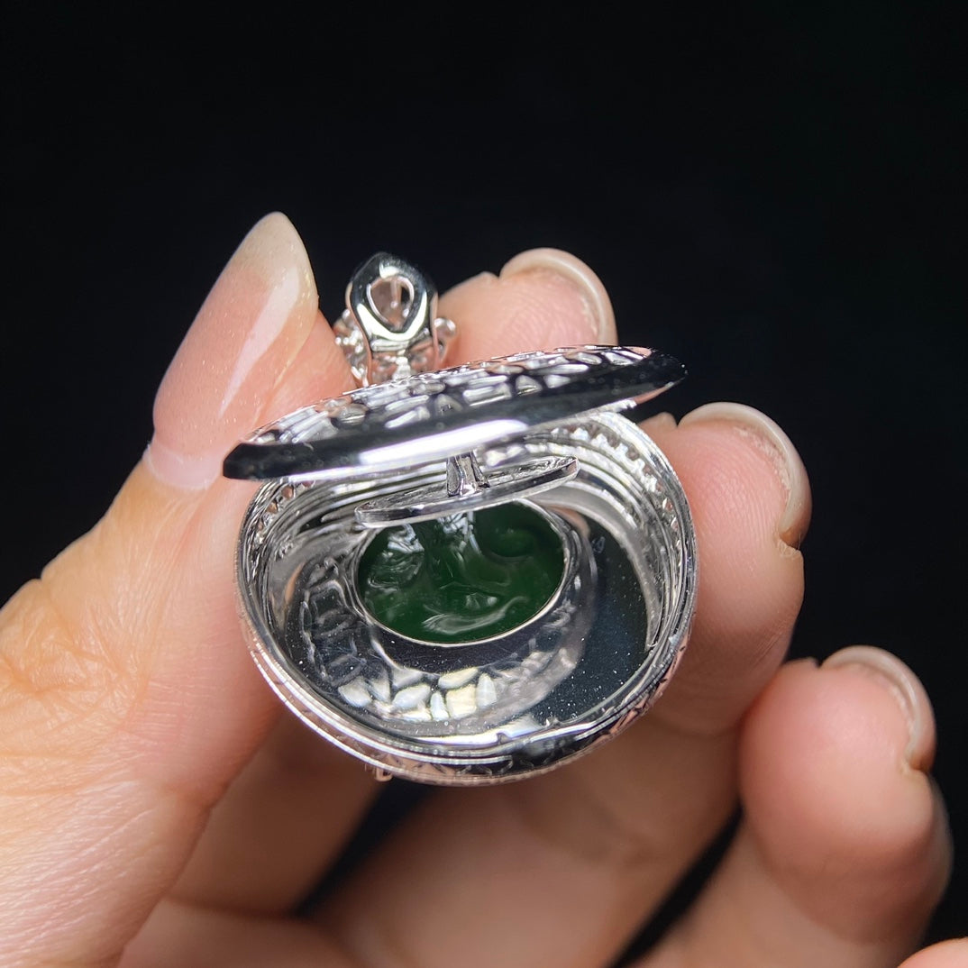 18K South African Diamond Ruyi Head Pendant Jadeite