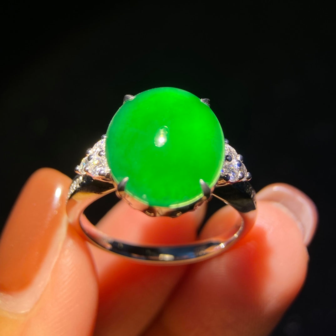 18K Jade Halo Ring