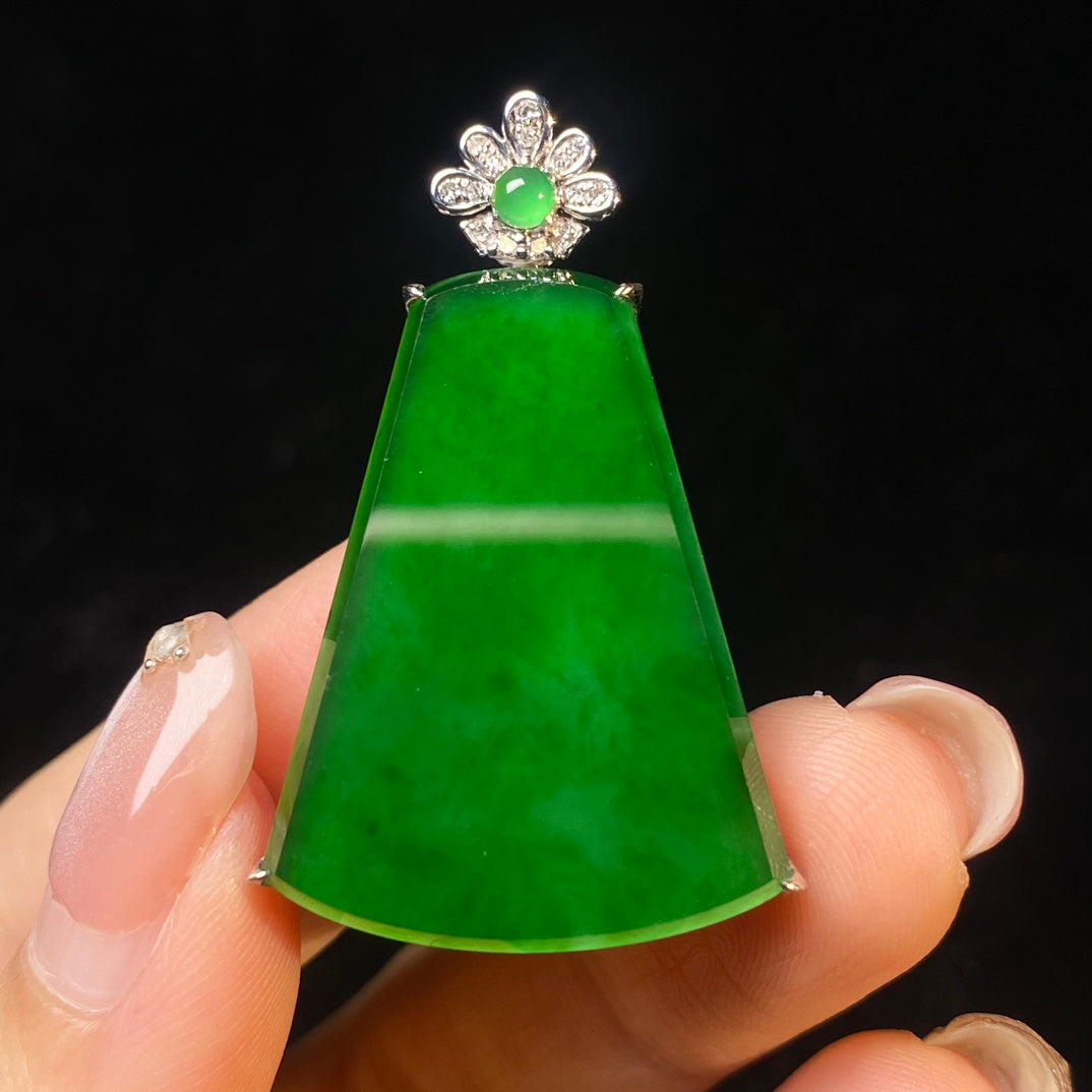 18K South African Diamond Square Pendant Jadeite