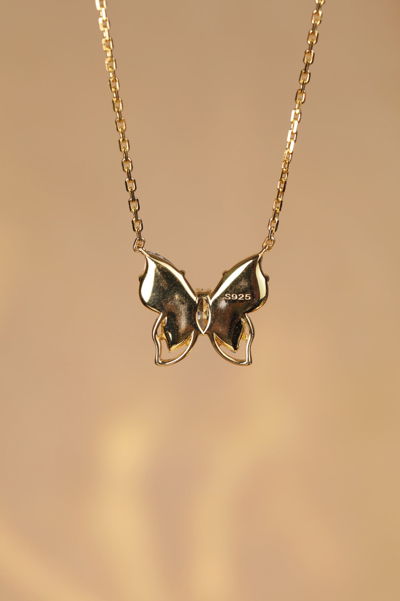 Gold-Plated Ice Jade Butterfly Necklace