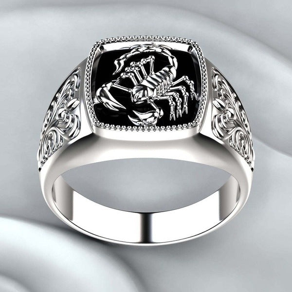 Wish New Creative Scorpio Relief Men's Ring - 925 Silver-Plated Scorpion Anniversary Ring