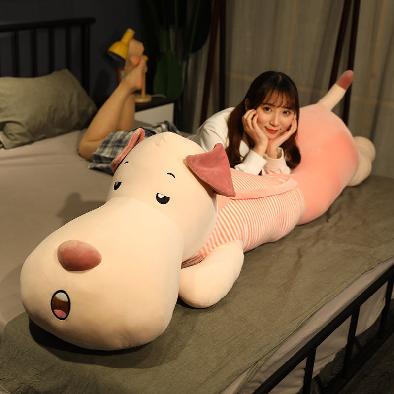 Large Plush Lying Dog Pillow - Soft Long Body Stuffed Animal for Sleeping - Perfect Gift for Girls